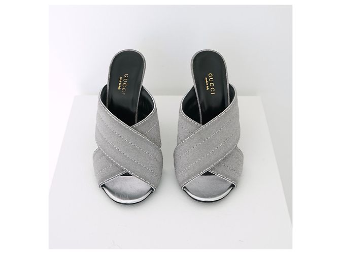 Sandali Gucci Webby in pelle metallizzata argento Metallico - vista 3