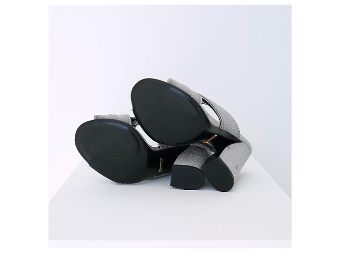 Sandali Gucci Webby in pelle metallizzata argento Metallico - vista 8