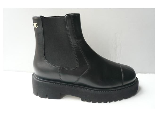Chanel / Botas Chelsea con Logo CC Interconectado 41 Negro - vista 2