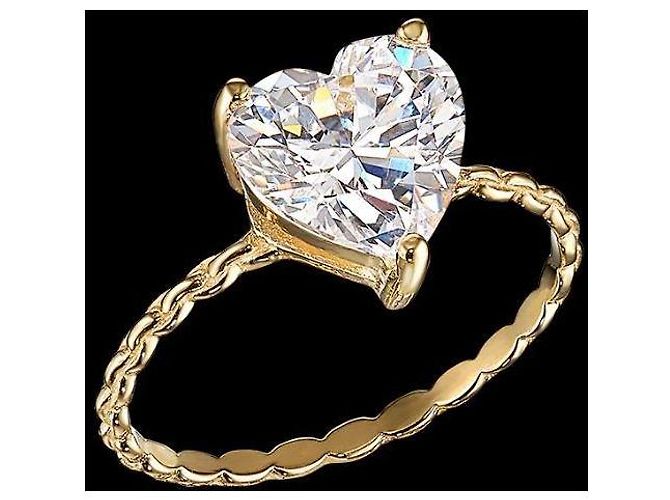 Autre Marque Mini-Diamant-Herzring Anabela Chan Weiß Golden - Ansicht 5