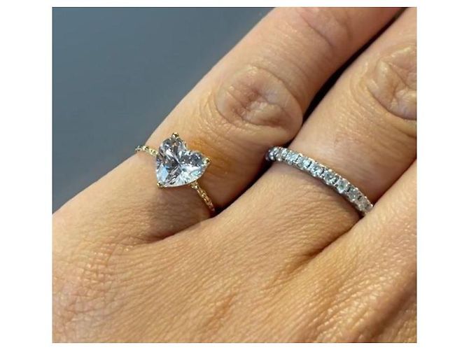 Autre Marque Mini-Diamant-Herzring Anabela Chan Weiß Golden - Ansicht 6