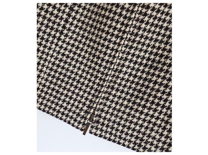 Falda de tweed de pata de gallo Chanel Detalle de cremallera Otoño 2015 15K Castaño - vista 7