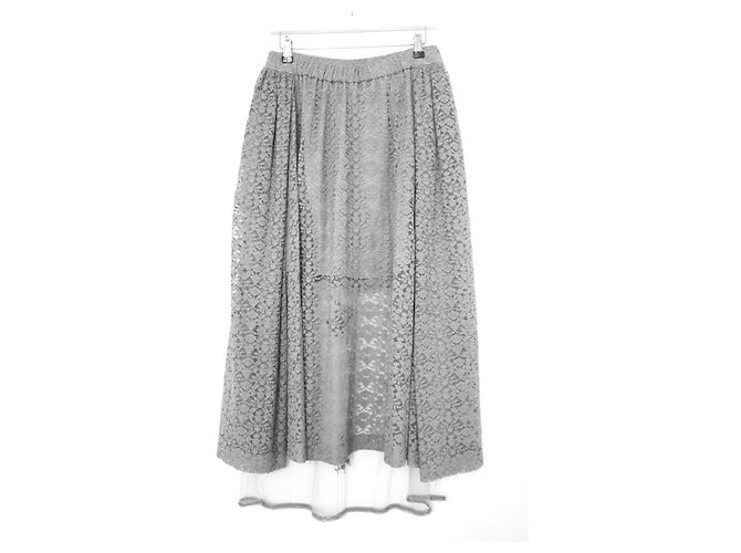 Stella Mc Cartney Saia de tule e renda com pérolas Isabella da Stella McCartney Cinza - vista 4