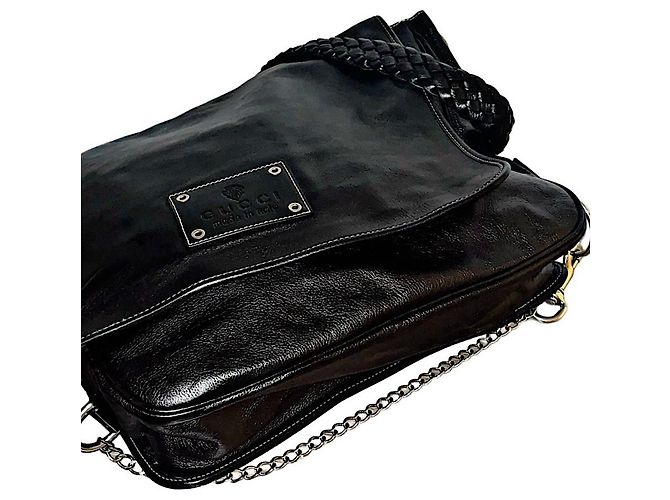 Gucci Handtasche aus schwarzem gewaschenem Kalbsleder - Ansicht 3