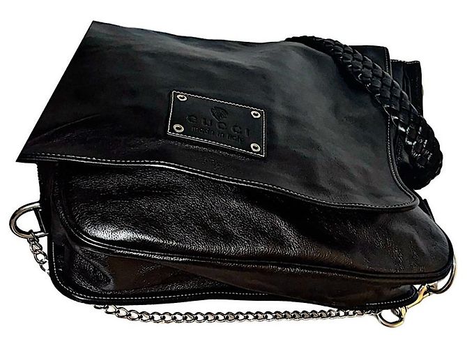 Gucci Handtasche aus schwarzem gewaschenem Kalbsleder - Ansicht 4