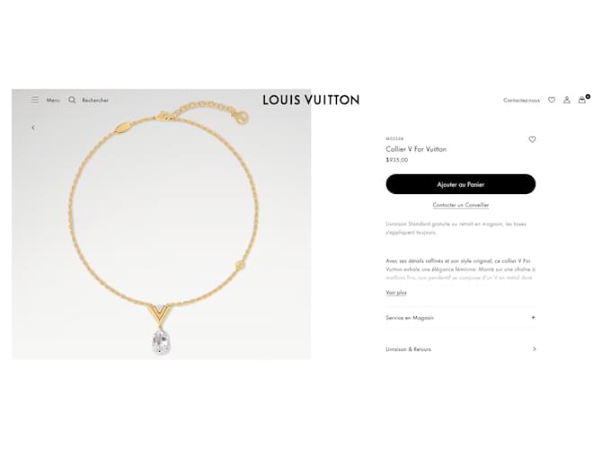 Louis Vuitton COLLANA V per Vuitton TBE M02268 Gold hardware - vista 7
