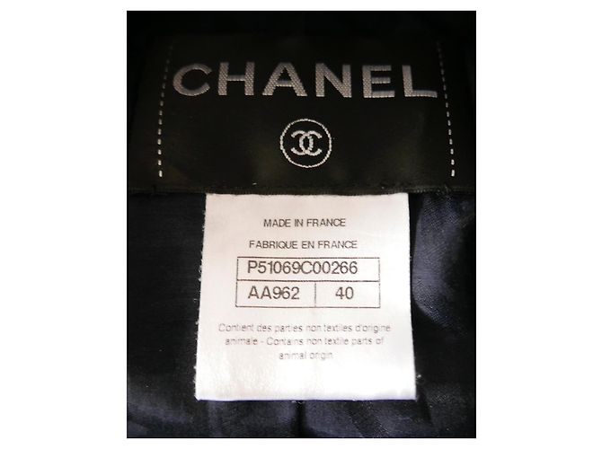 Chanel Fall 2016 Tweed Trim Leather Boxy Jacket Navy blue - view 9
