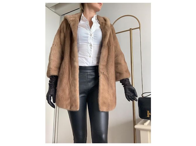 Autre Marque Abrigo de piel de visón beige - vista 13