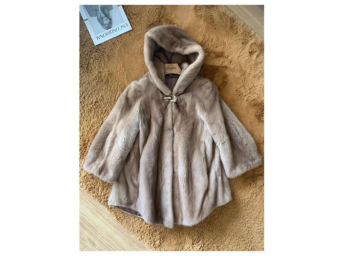 Autre Marque Abrigo de piel de visón beige - vista 4
