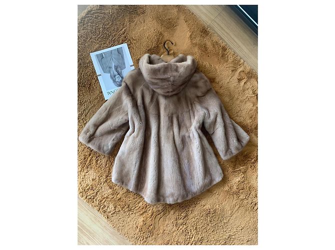 Autre Marque Abrigo de piel de visón beige - vista 8