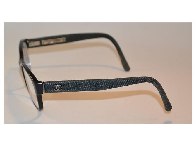 Occhiali Chanel neri e denim Nero Blu - vista 3