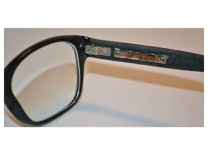 Occhiali Chanel neri e denim Nero Blu - vista 6