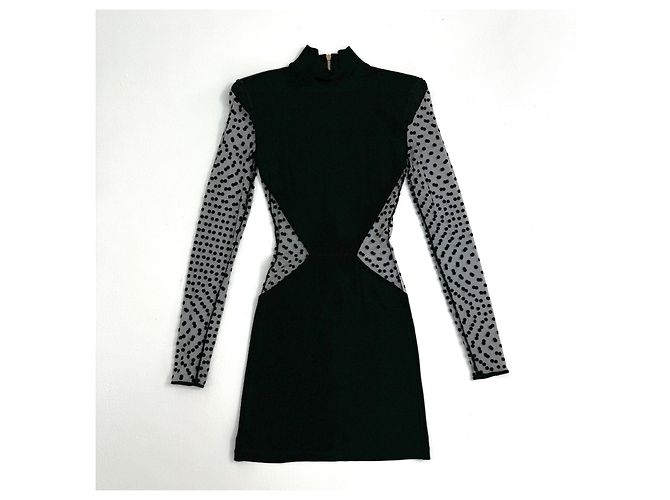 Balmain Minikleid aus schwarzem Polka-Dot-Mesh - Ansicht 3
