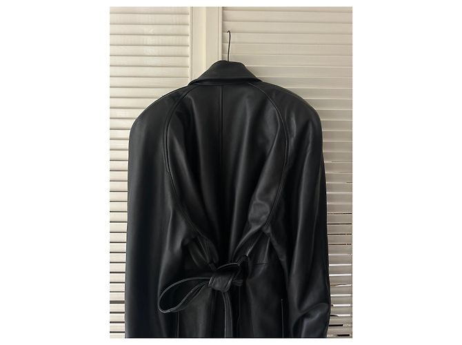 Trench coat de cuero con cinturón Balenciaga Negro - vista 15