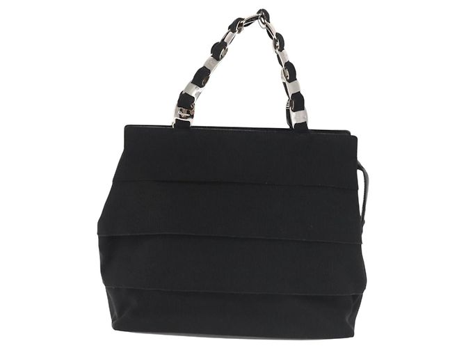Borsa a mano Vala in tela nera e argento di Salvatore Ferragamo Auth 143256 Nero - vista 2