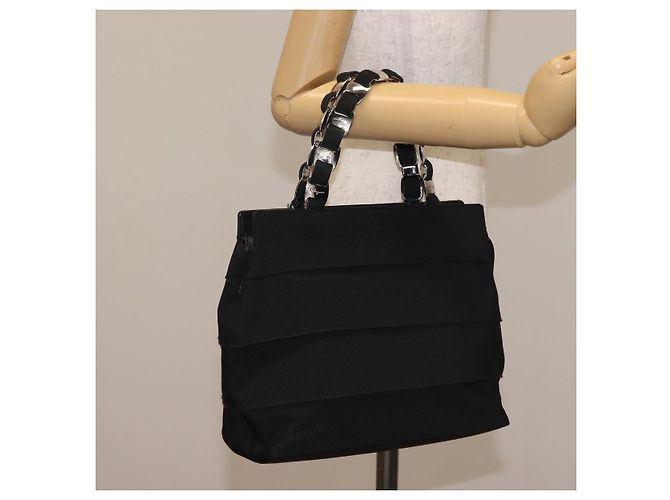 Borsa a mano Vala in tela nera e argento di Salvatore Ferragamo Auth 143256 Nero - vista 21