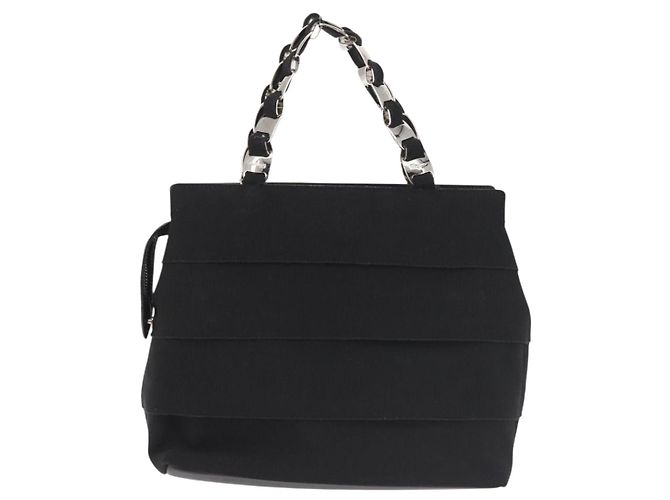 Borsa a mano Vala in tela nera e argento di Salvatore Ferragamo Auth 143256 Nero - vista 3