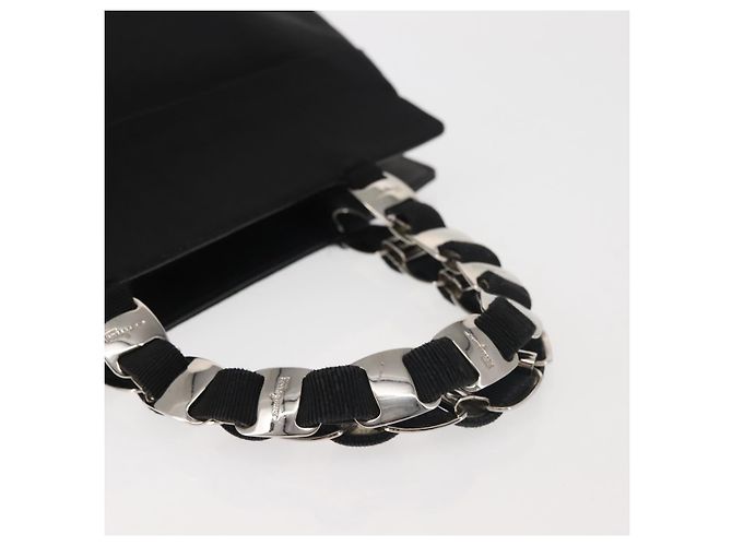 Borsa a mano Vala in tela nera e argento di Salvatore Ferragamo Auth 143256 Nero - vista 7