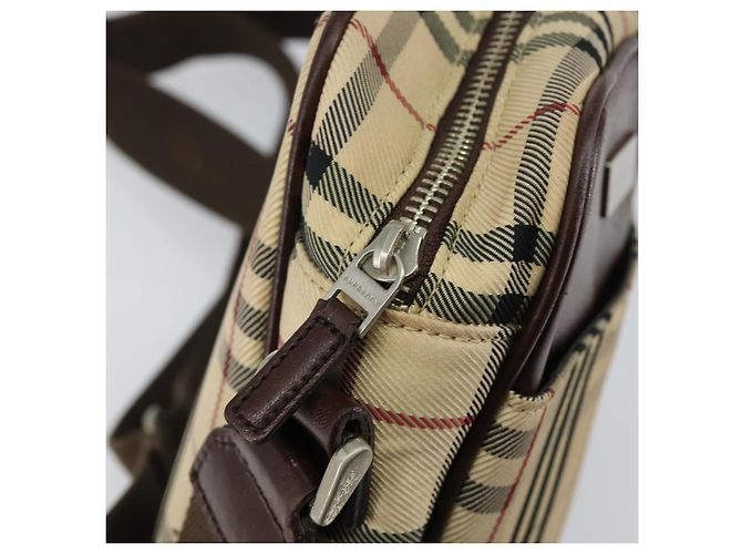 Borsa a spalla Nova Check in tela beige e argento di BURBERRY Auth hk3087 - vista 15