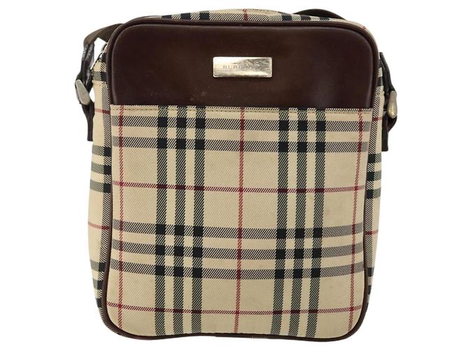 Borsa a spalla Nova Check in tela beige e argento di BURBERRY Auth hk3087 - vista 2