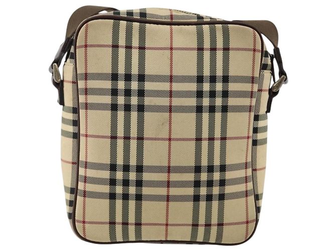 Borsa a spalla Nova Check in tela beige e argento di BURBERRY Auth hk3087 - vista 3