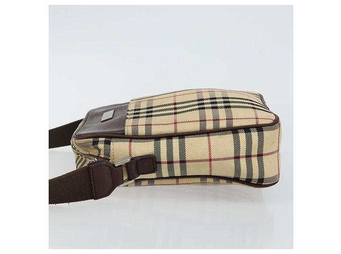 Borsa a spalla Nova Check in tela beige e argento di BURBERRY Auth hk3087 - vista 5