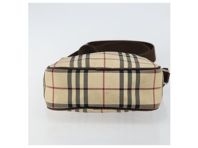 Borsa a spalla Nova Check in tela beige e argento di BURBERRY Auth hk3087 - vista 9