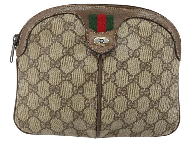 Borsa a Spalla Gucci GG Supreme Web Sherry Line PVC Beige 904 02 047 Auth hk2991 D'oro - vista 2