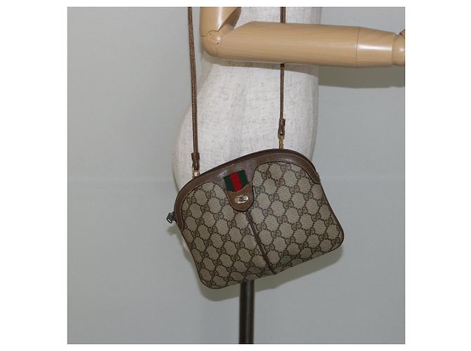 Borsa a Spalla Gucci GG Supreme Web Sherry Line PVC Beige 904 02 047 Auth hk2991 D'oro - vista 22