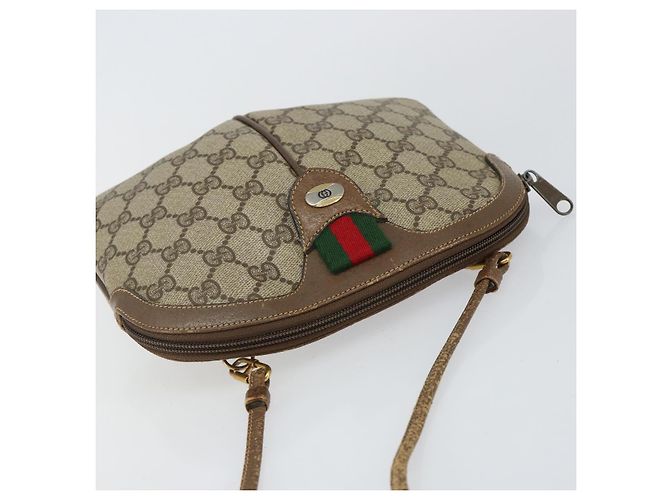 Borsa a Spalla Gucci GG Supreme Web Sherry Line PVC Beige 904 02 047 Auth hk2991 D'oro - vista 6
