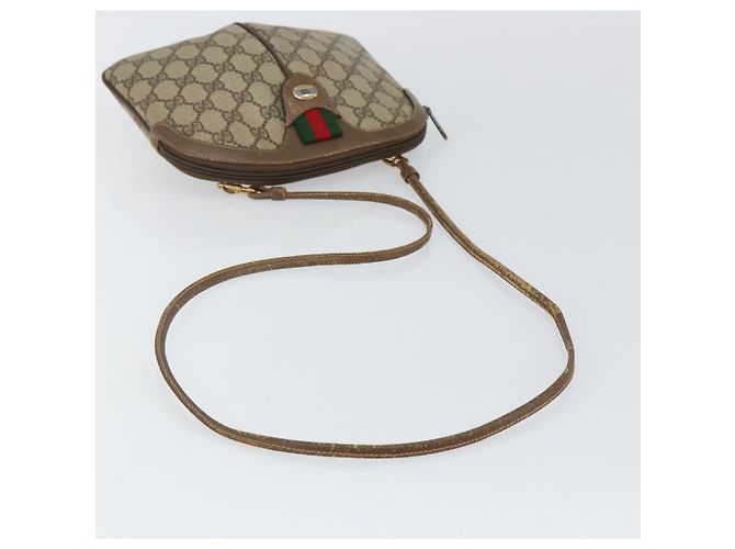 Borsa a Spalla Gucci GG Supreme Web Sherry Line PVC Beige 904 02 047 Auth hk2991 D'oro - vista 7