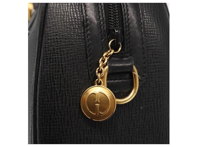 Borsa a mano GUCCI in pelle nera e oro Auth 144139 Nero D'oro - vista 14