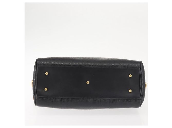 Borsa a mano GUCCI in pelle nera e oro Auth 144139 Nero D'oro - vista 9