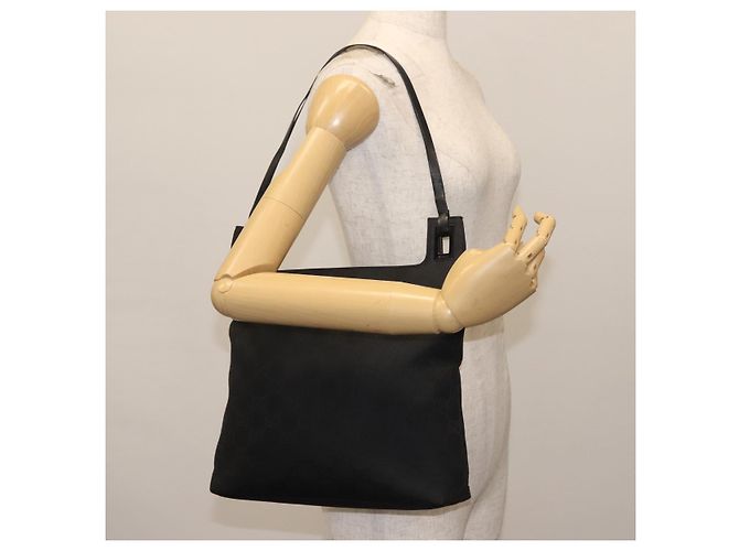Borsa Tote GG Canvas Gucci Nera 001 3102 Auth 142519 Nero - vista 22