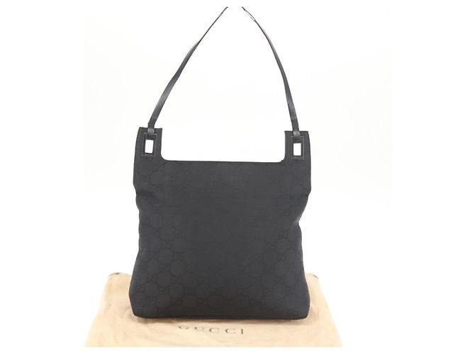 Borsa Tote GG Canvas Gucci Nera 001 3102 Auth 142519 Nero - vista 23