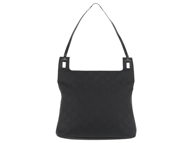 Borsa Tote GG Canvas Gucci Nera 001 3102 Auth 142519 Nero - vista 3