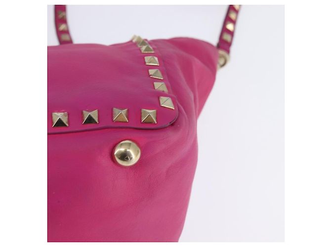 Borsa a Mano in Pelle Valentino Studs 2 in 1 Rosa Oro Auth BA6473 D'oro - vista 11