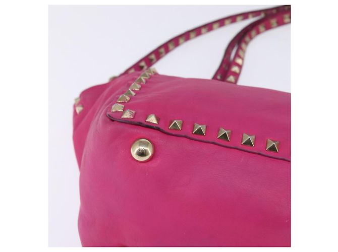 Borsa a Mano in Pelle Valentino Studs 2 in 1 Rosa Oro Auth BA6473 D'oro - vista 15