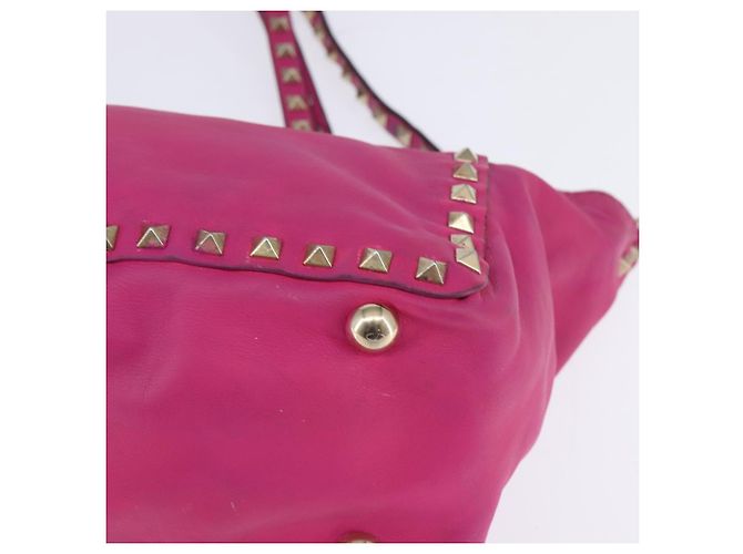 Borsa a Mano in Pelle Valentino Studs 2 in 1 Rosa Oro Auth BA6473 D'oro - vista 16