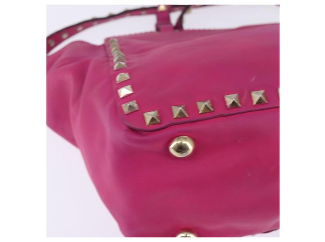 Borsa a Mano in Pelle Valentino Studs 2 in 1 Rosa Oro Auth BA6473 D'oro - vista 17