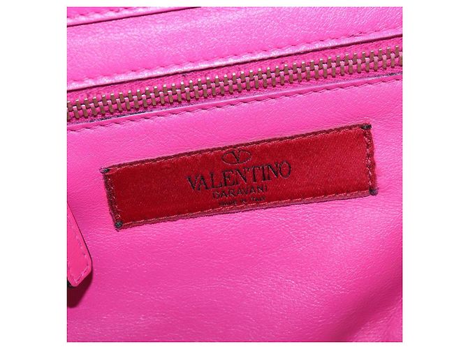 Borsa a Mano in Pelle Valentino Studs 2 in 1 Rosa Oro Auth BA6473 D'oro - vista 18
