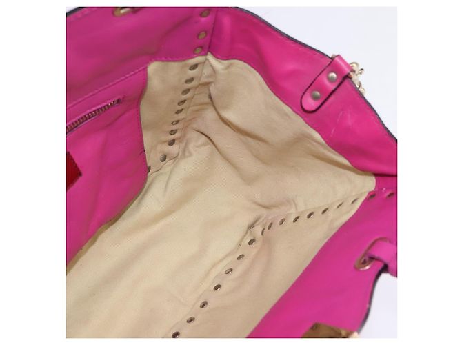 Borsa a Mano in Pelle Valentino Studs 2 in 1 Rosa Oro Auth BA6473 D'oro - vista 19
