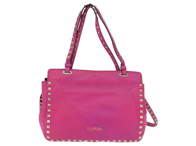 Borsa a Mano in Pelle Valentino Studs 2 in 1 Rosa Oro Auth BA6473 D'oro - vista 2