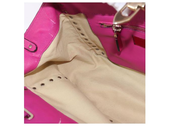 Borsa a Mano in Pelle Valentino Studs 2 in 1 Rosa Oro Auth BA6473 D'oro - vista 20