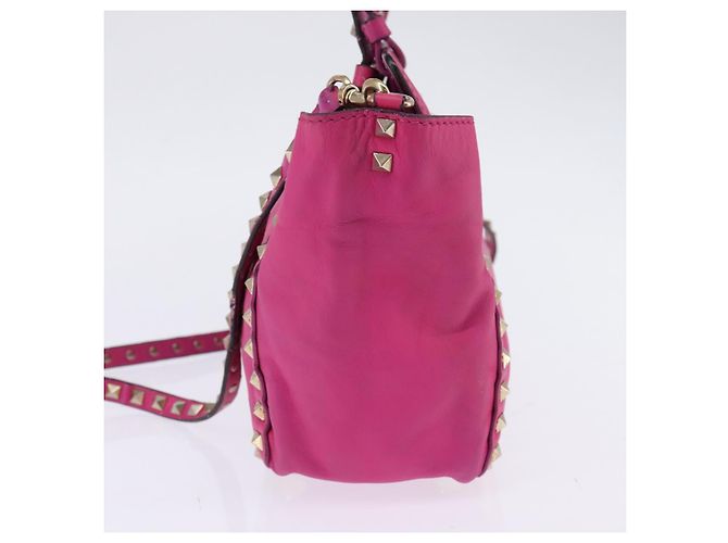 Borsa a Mano in Pelle Valentino Studs 2 in 1 Rosa Oro Auth BA6473 D'oro - vista 3