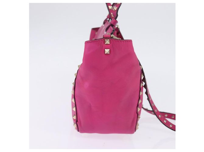 Borsa a Mano in Pelle Valentino Studs 2 in 1 Rosa Oro Auth BA6473 D'oro - vista 4
