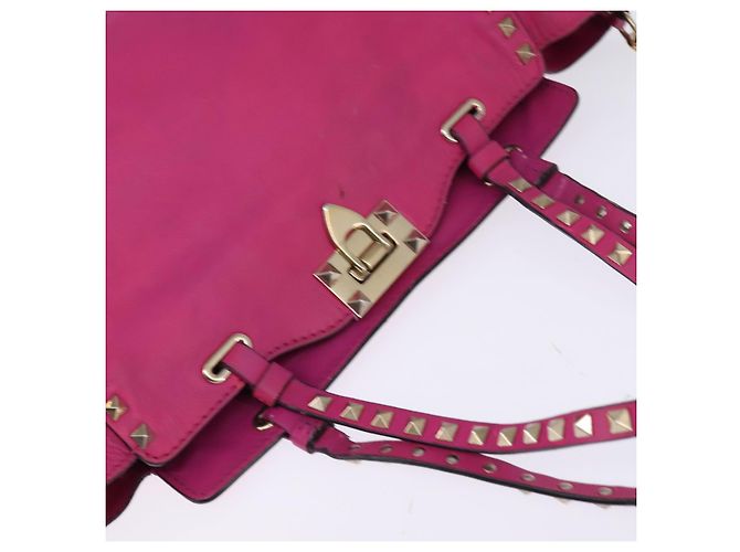 Borsa a Mano in Pelle Valentino Studs 2 in 1 Rosa Oro Auth BA6473 D'oro - vista 6