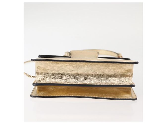 Borsa a spalla in pelle Gancini Chain di Salvatore Ferragamo, oro, Auth 142823 - vista 10