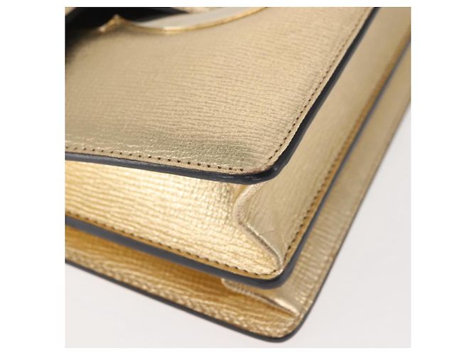Borsa a spalla in pelle Gancini Chain di Salvatore Ferragamo, oro, Auth 142823 - vista 11