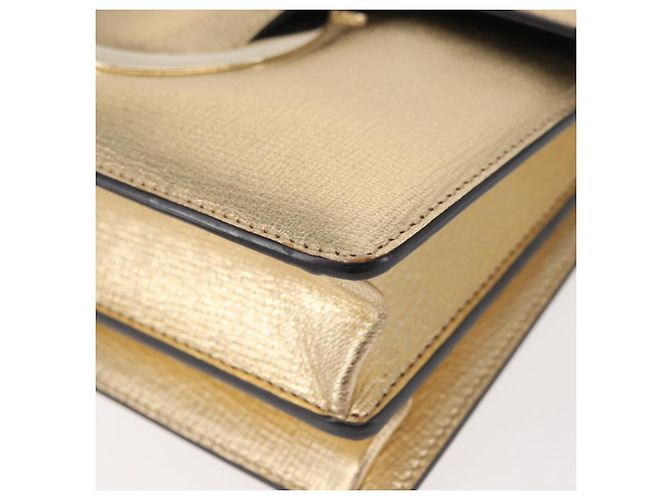 Borsa a spalla in pelle Gancini Chain di Salvatore Ferragamo, oro, Auth 142823 - vista 12